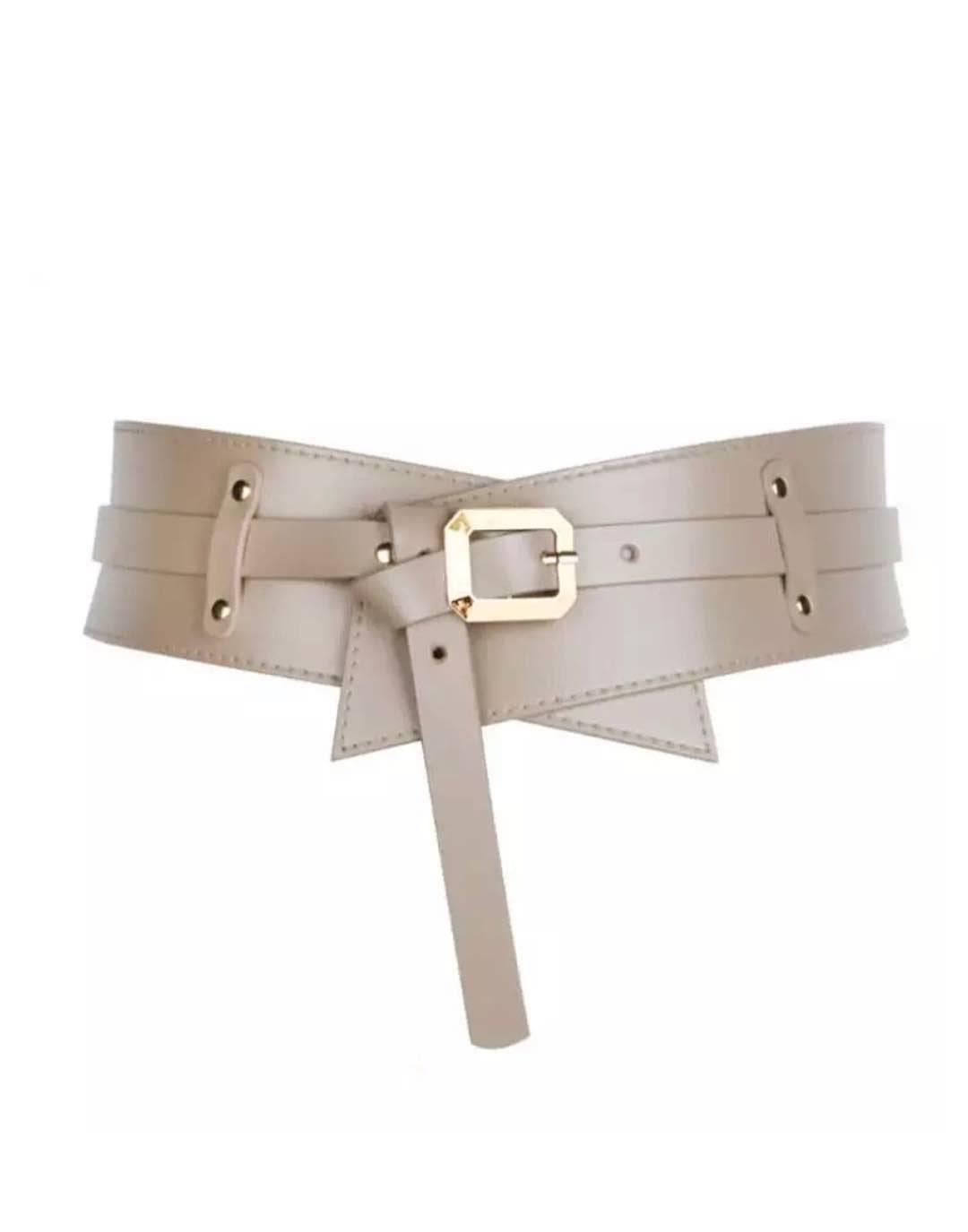 1pc Women's White Pu Material Belt With Double Crescent & Star Design,  Versatile Style