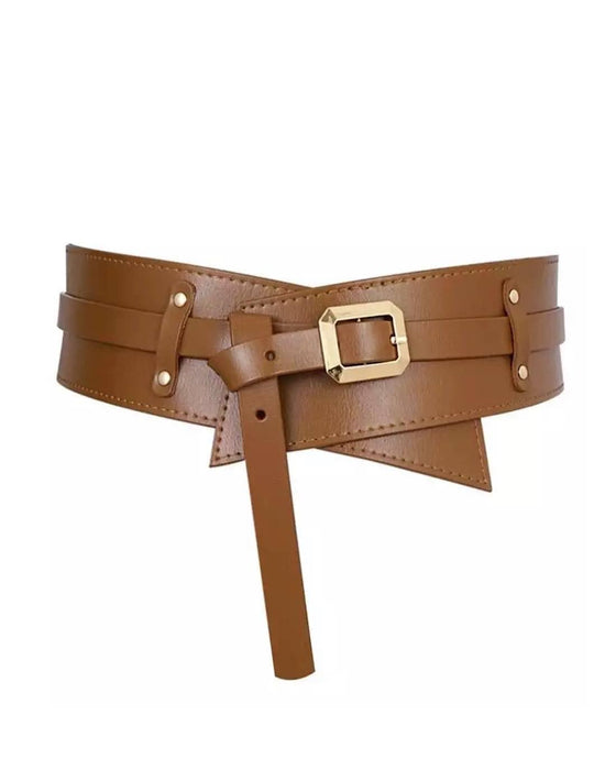 PU Leather Wide Double Belt - BEYAZURA.COM