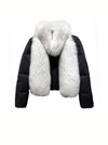Puffer Coat With Fox Fur Collar - BEYAZURA.COM