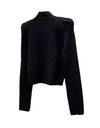 Quilted Crop Big Shoulder Knit Jacket - BEYAZURA.COM