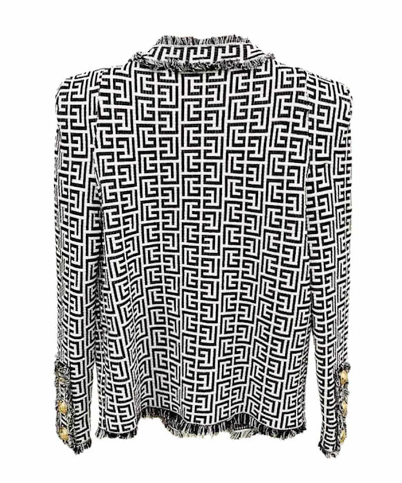 Quilted Padded Shoulder Knitted Jacket - BEYAZURA.COM