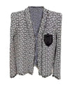 Quilted Padded Shoulder Knitted Jacket - BEYAZURA.COM