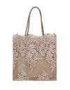 Rectangular Embroidered Lace Tote Bag - BEYAZURA.COM