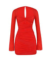 Red Cutout Square Neck Dress - BEYAZURA.COM