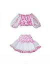 Red Flower Print Top And Skirt Set - BEYAZURA.COM