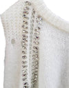 Rhinestone Beaded Short Sweater - BEYAZURA.COM