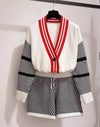 Ribbed Knit Cardigan And Shorts Two Piece Set - BEYAZURA.COM