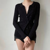 Ribbed Knit Cardigan With Double Lined Buttons - BEYAZURA.COM