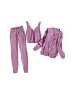 Ribbed Knit Pastel Camisole Cardigan Pants Three Piece Set - BEYAZURA.COM