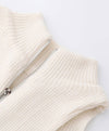 Ribbed Knit Wrap Zipped Sweater In Black - BEYAZURA.COM