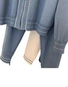 Ribbed Knit Zipper Cardigan And Trouser Two Piece Set - BEYAZURA.COM
