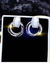 Round Stone And Crystal Drop Earrings - BEYAZURA.COM