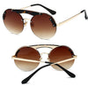 Round Sunglasses With Leopard Frame And Gradient Brown - BEYAZURA.COM