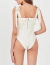 Ruched Bust Tied Knot Strapped Bodysuit - BEYAZURA.COM