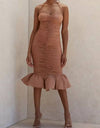 Ruched Strapped Mermaid Dress - BEYAZURA.COM
