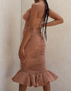 Ruched Strapped Mermaid Dress - BEYAZURA.COM