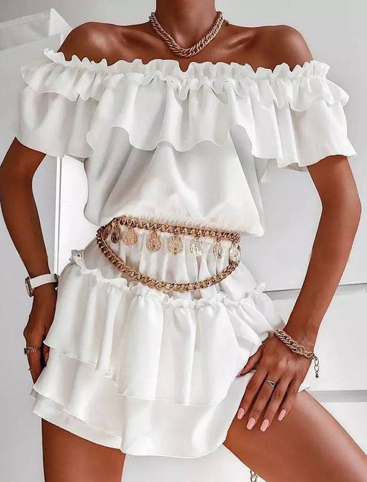 Ruffle Detailed Layered Skirt Dress - BEYAZURA.COM