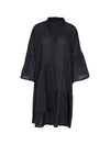 Ruffle Sleeve Hollow Out Shirt Dress - BEYAZURA.COM