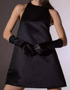 Satin Loose Plain Short Dress - BEYAZURA.COM