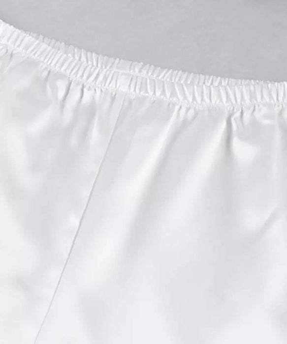 Satin Robe and Trousers Loungewear Set In White - BEYAZURA.COM