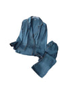 Satin Silk Long Sleeve Top and Trousers Pyjama Set - BEYAZURA.COM