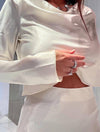 Satin Silky Long Sleeve Blouse Midi Skirt Set - BEYAZURA.COM