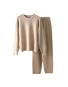 Scoop Neck Top And Pants Knit Set - BEYAZURA.COM