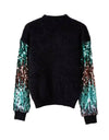 Sequin Sleeves Fluffy Warm Sweater - BEYAZURA.COM
