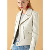 Sheepkin Leather Biker Jacket With Asymmetrical Zippers - BEYAZURA.COM