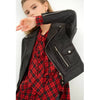Sheepkin Leather Biker Jacket With Asymmetrical Zippers - BEYAZURA.COM
