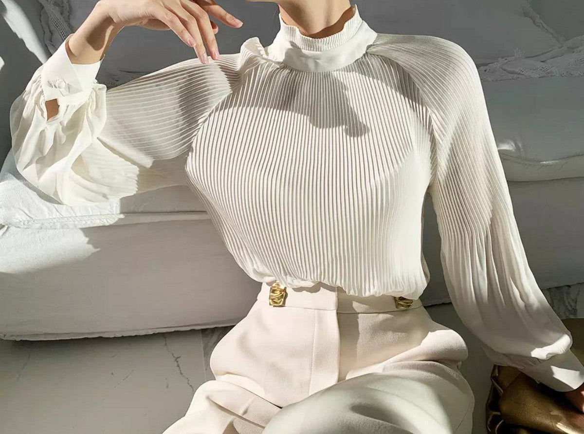 Sheer Fuzzy Pleated Top
