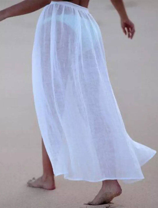 Sheer Tie Wrap Long Cover Up Skirt - BEYAZURA.COM