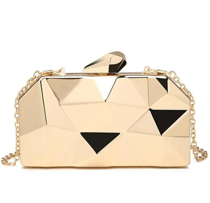 Shiny Metal Geometrical Evening Clutch - BEYAZURA.COM