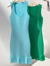 Short Knit Dress With Slit Hem - BEYAZURA.COM