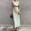 Sleeveless High Waisted Wrap Dress - BEYAZURA.COM