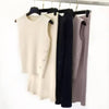 Sleeveless Knit Top and High Waisted Cropped Pants Two Piece Set - BEYAZURA.COM