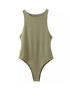 Sleeveless Scoop Neck Plain Bodysuit - BEYAZURA.COM
