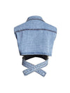 Sleeveless Wrap Short Denim Vest Top - BEYAZURA.COM