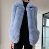 Soft Thick Plush Fox Fur Gilet With Hidden Pockets and Collar - BEYAZURA.COM