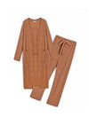 Spaghetti Strap Top Cropped Pants And Long Sleeve Robe Three Piece Set - BEYAZURA.COM