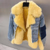 Sporty Denim Jacket With Sheepkin And Sheep Fur Trims - BEYAZURA.COM