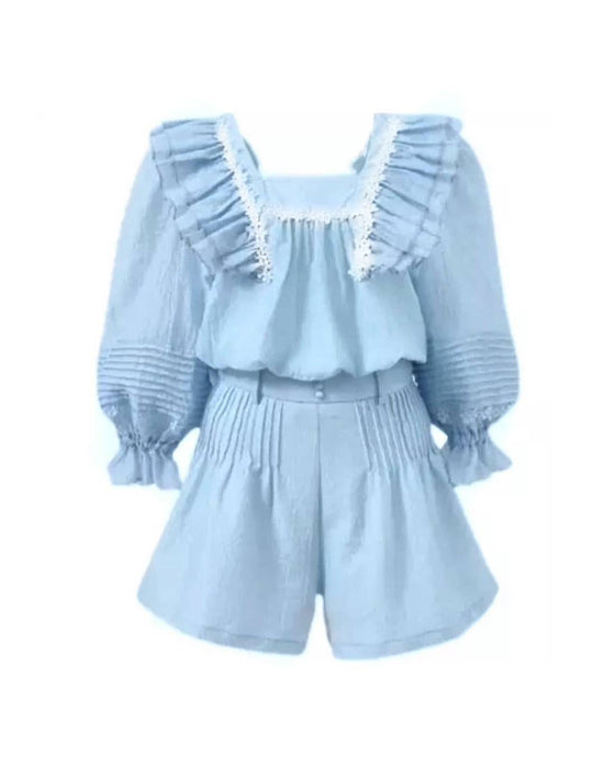 Square Neck Top And Shorts Coord Set - BEYAZURA.COM