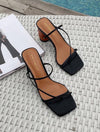 Square Toe Strappy High Heel Sandals - BEYAZURA.COM