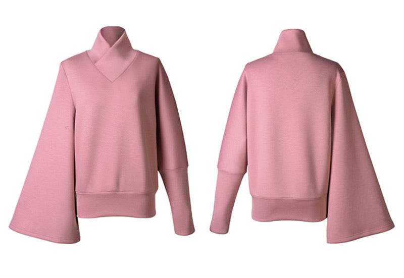 Stand Collar Loose Pullover - BEYAZURA.COM