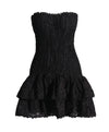 Strapless Elastic Woven Mini Dress In Black - BEYAZURA.COM