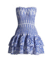 Strapless Elastic Woven Mini Dress In Blue - BEYAZURA.COM