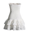 Strapless Elastic Woven Mini Dress In White - BEYAZURA.COM