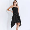 Strapless Knit Irregular Skirt Dress in Black - BEYAZURA.COM