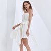 Strapless Knit Irregular Skirt Dress in White - BEYAZURA.COM