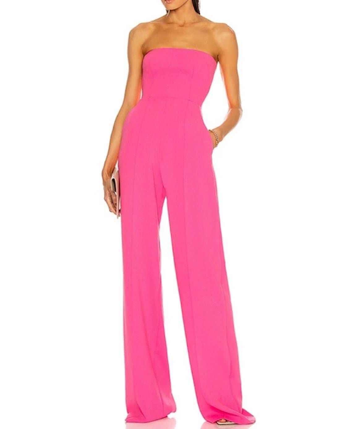 Strapless Wide Legged Jumpsuit in Pink– Beyazura.com